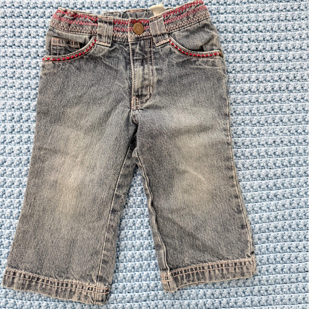 Adorable y2k hearts  Denim Jeans with Red and pink embroidery